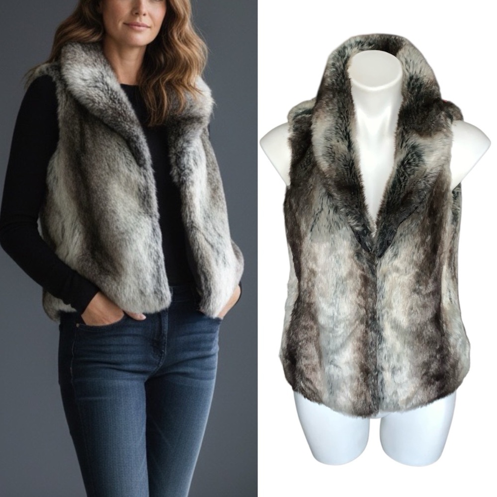 Luxurious Cashmere Faux Fur Vest Soft Ombre